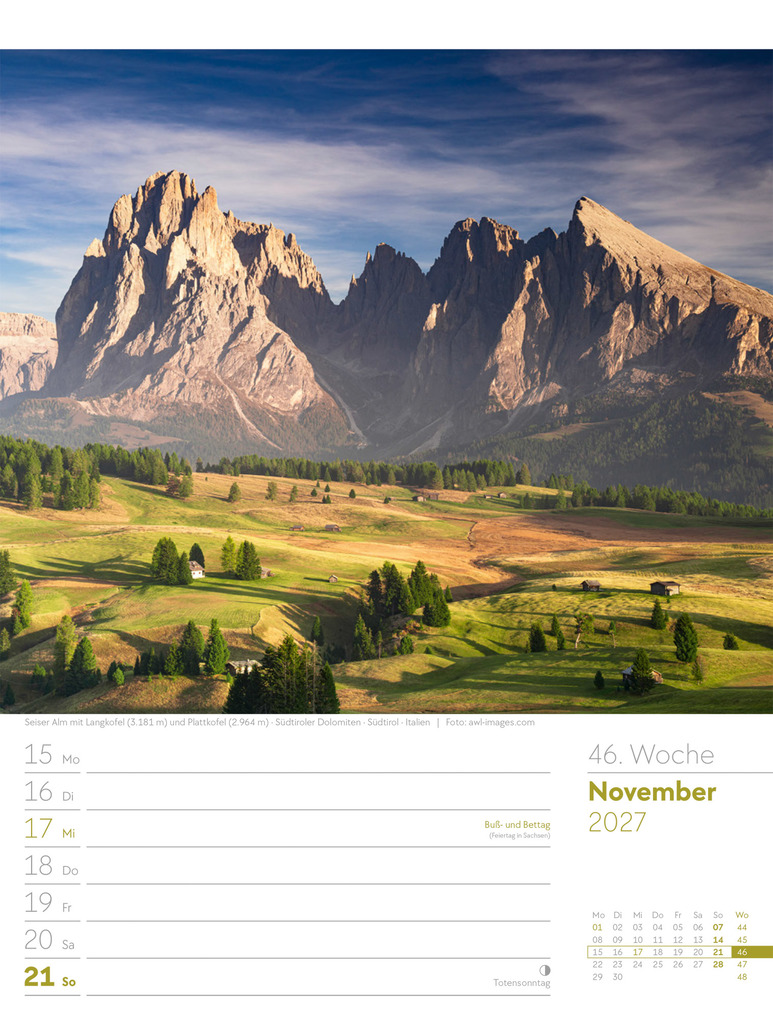 Weitere Ansicht: Faszination Alpenwelt Wochenplaner Kalender 2027 | Ackermann Kunstverlag GmbH