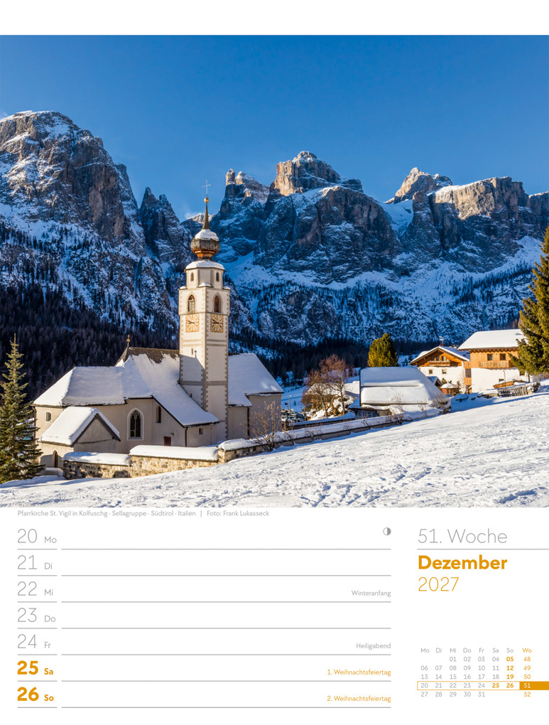 Weitere Ansicht: Faszination Alpenwelt Wochenplaner Kalender 2027 | Ackermann Kunstverlag GmbH