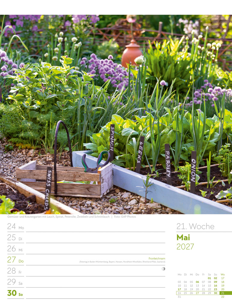 Weitere Ansicht: Gartenglück Wochenplaner Kalender 2027 | Ackermann Kunstverlag GmbH