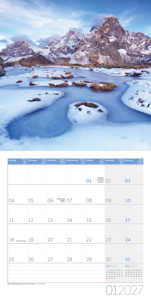 Weitere Ansicht: Alpen Kalender 2027 - 30x30 - Art12 | Ackermann Kunstverlag GmbH