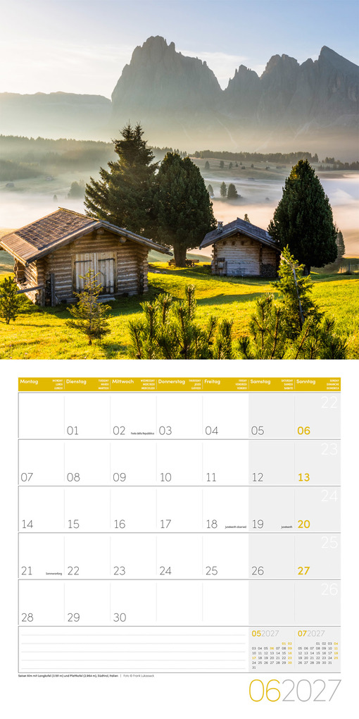 Weitere Ansicht: Alpen Kalender 2027 - 30x30 - Art12 | Ackermann Kunstverlag GmbH