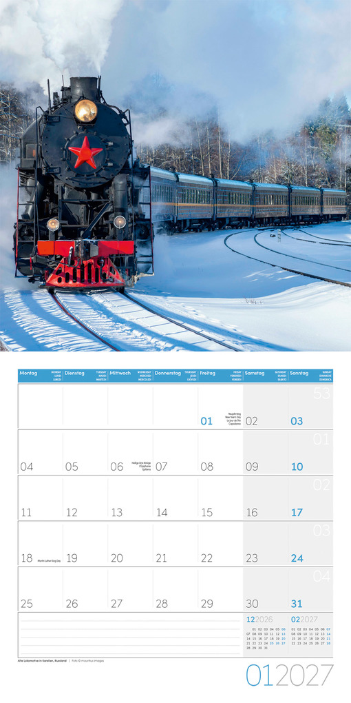 Weitere Ansicht: Lokomotiven Kalender 2027 - 30x30 - Art12 | Ackermann Kunstverlag GmbH