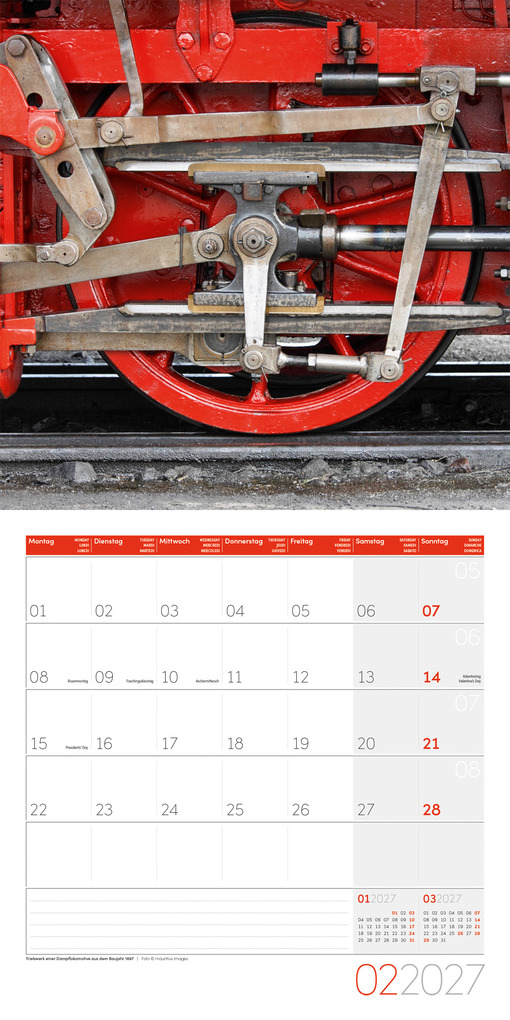 Weitere Ansicht: Lokomotiven Kalender 2027 - 30x30 - Art12 | Ackermann Kunstverlag GmbH