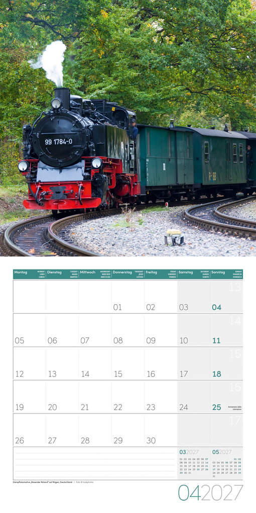 Weitere Ansicht: Lokomotiven Kalender 2027 - 30x30 - Art12 | Ackermann Kunstverlag GmbH