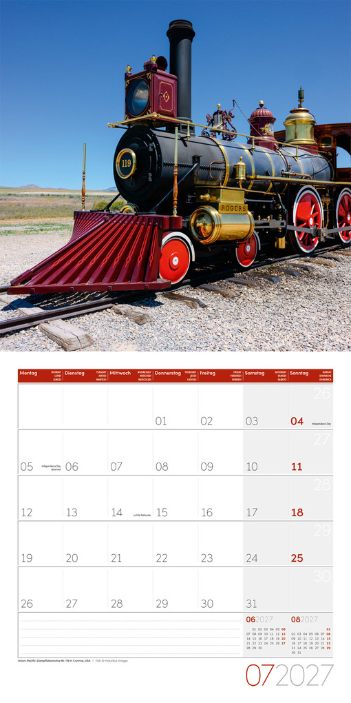 Weitere Ansicht: Lokomotiven Kalender 2027 - 30x30 - Art12 | Ackermann Kunstverlag GmbH