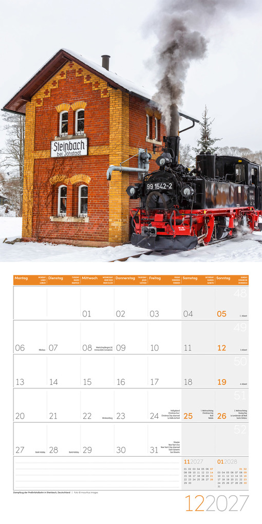 Weitere Ansicht: Lokomotiven Kalender 2027 - 30x30 - Art12 | Ackermann Kunstverlag GmbH