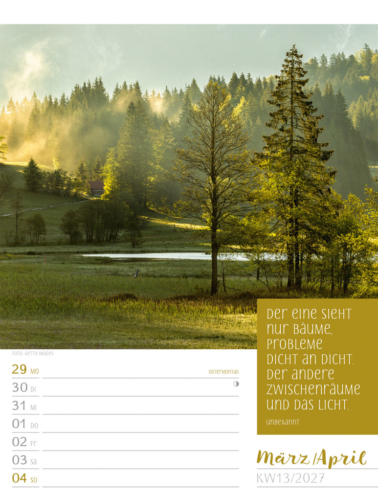 Weitere Ansicht: Augenblicke der Achtsamkeit Wochenplaner Kalender 2027 | Ackermann Kunstverlag GmbH