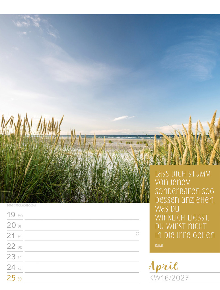 Weitere Ansicht: Augenblicke der Achtsamkeit Wochenplaner Kalender 2027 | Ackermann Kunstverlag GmbH