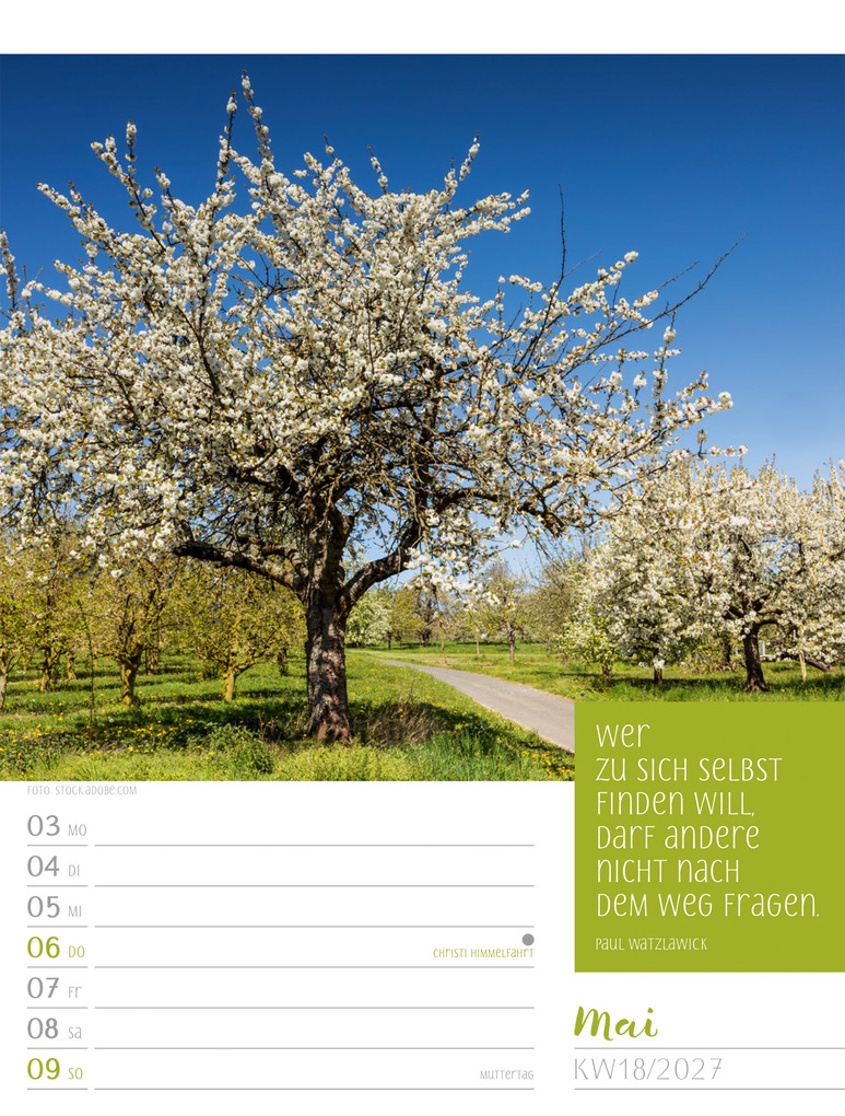 Weitere Ansicht: Augenblicke der Achtsamkeit Wochenplaner Kalender 2027 | Ackermann Kunstverlag GmbH