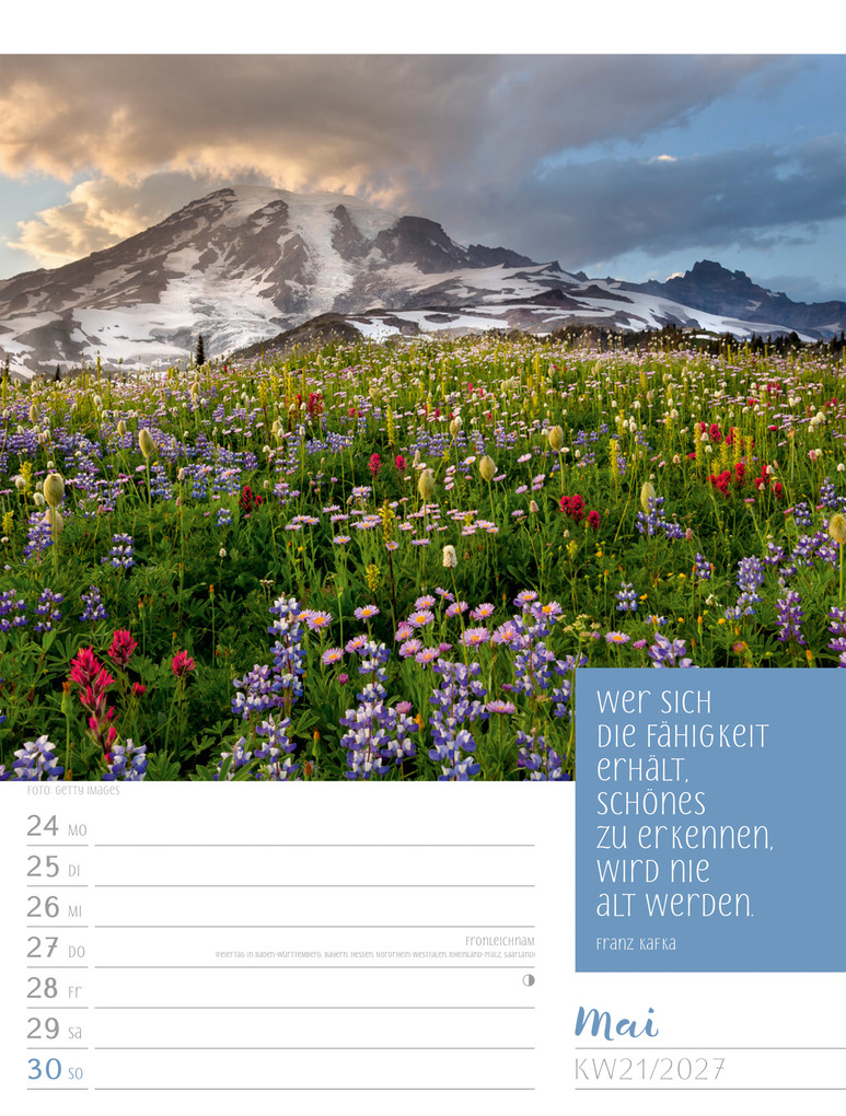 Weitere Ansicht: Augenblicke der Achtsamkeit Wochenplaner Kalender 2027 | Ackermann Kunstverlag GmbH