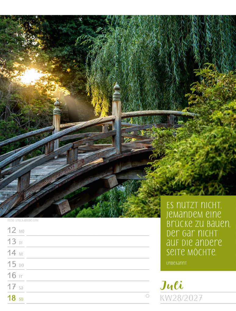 Weitere Ansicht: Augenblicke der Achtsamkeit Wochenplaner Kalender 2027 | Ackermann Kunstverlag GmbH