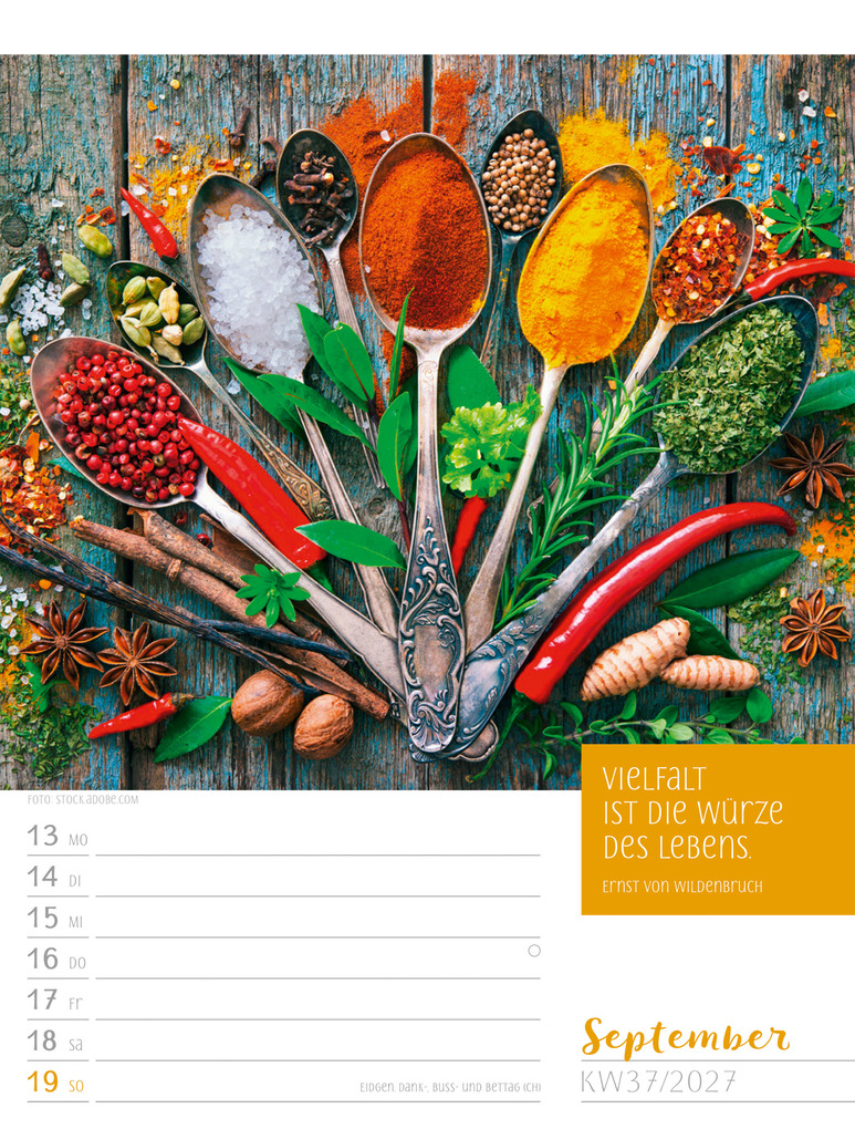 Weitere Ansicht: Augenblicke der Achtsamkeit Wochenplaner Kalender 2027 | Ackermann Kunstverlag GmbH