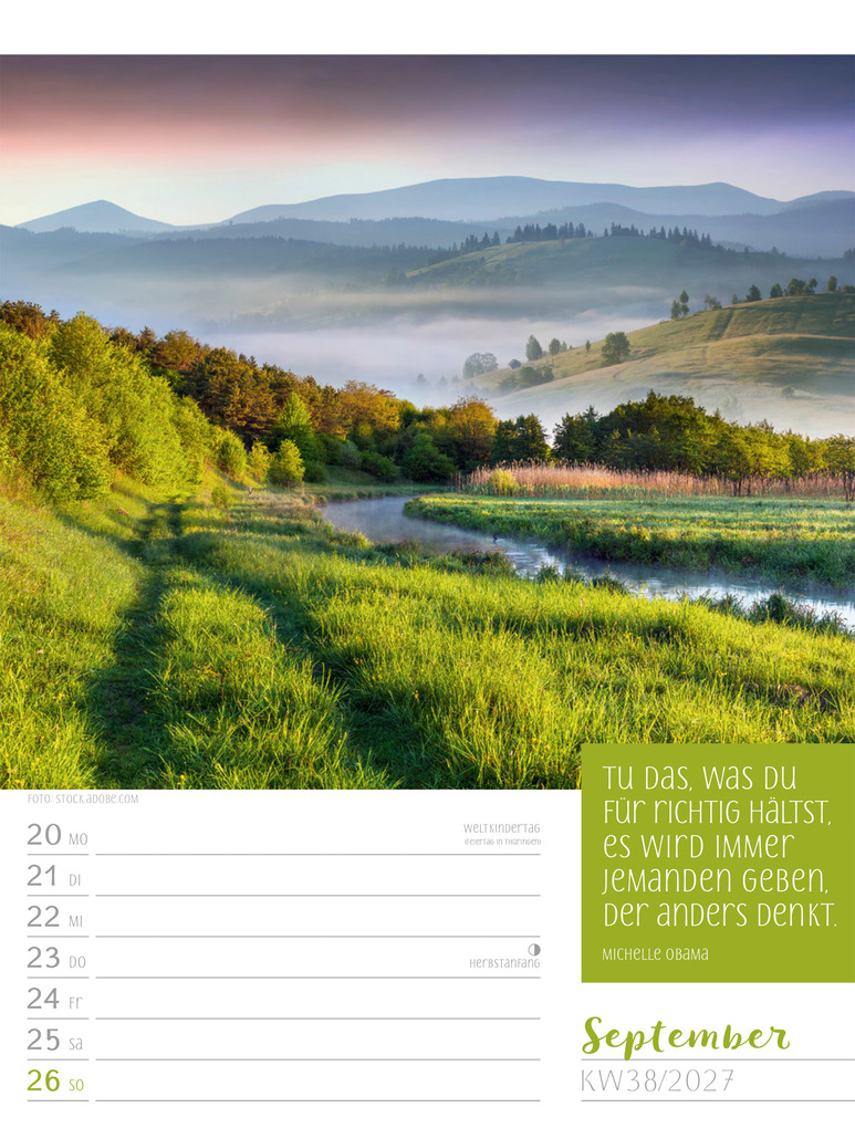 Weitere Ansicht: Augenblicke der Achtsamkeit Wochenplaner Kalender 2027 | Ackermann Kunstverlag GmbH