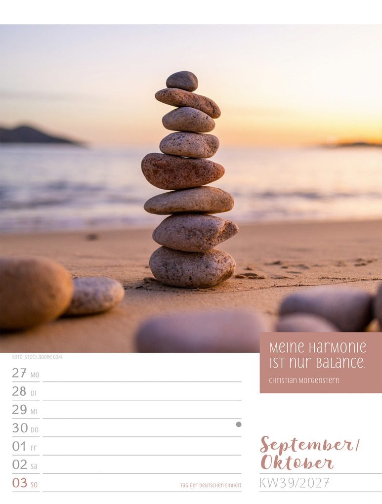 Weitere Ansicht: Augenblicke der Achtsamkeit Wochenplaner Kalender 2027 | Ackermann Kunstverlag GmbH
