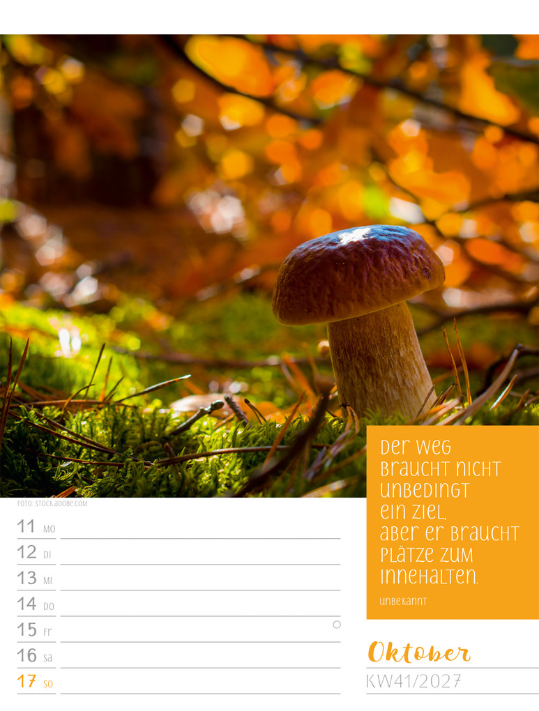 Weitere Ansicht: Augenblicke der Achtsamkeit Wochenplaner Kalender 2027 | Ackermann Kunstverlag GmbH