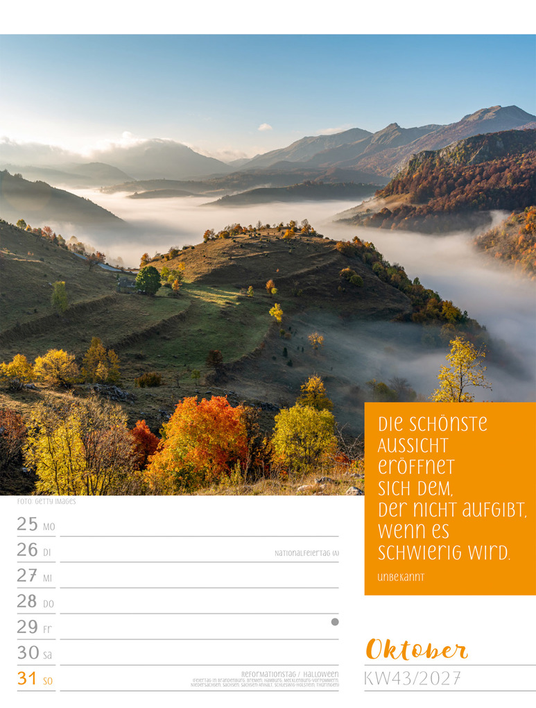 Weitere Ansicht: Augenblicke der Achtsamkeit Wochenplaner Kalender 2027 | Ackermann Kunstverlag GmbH