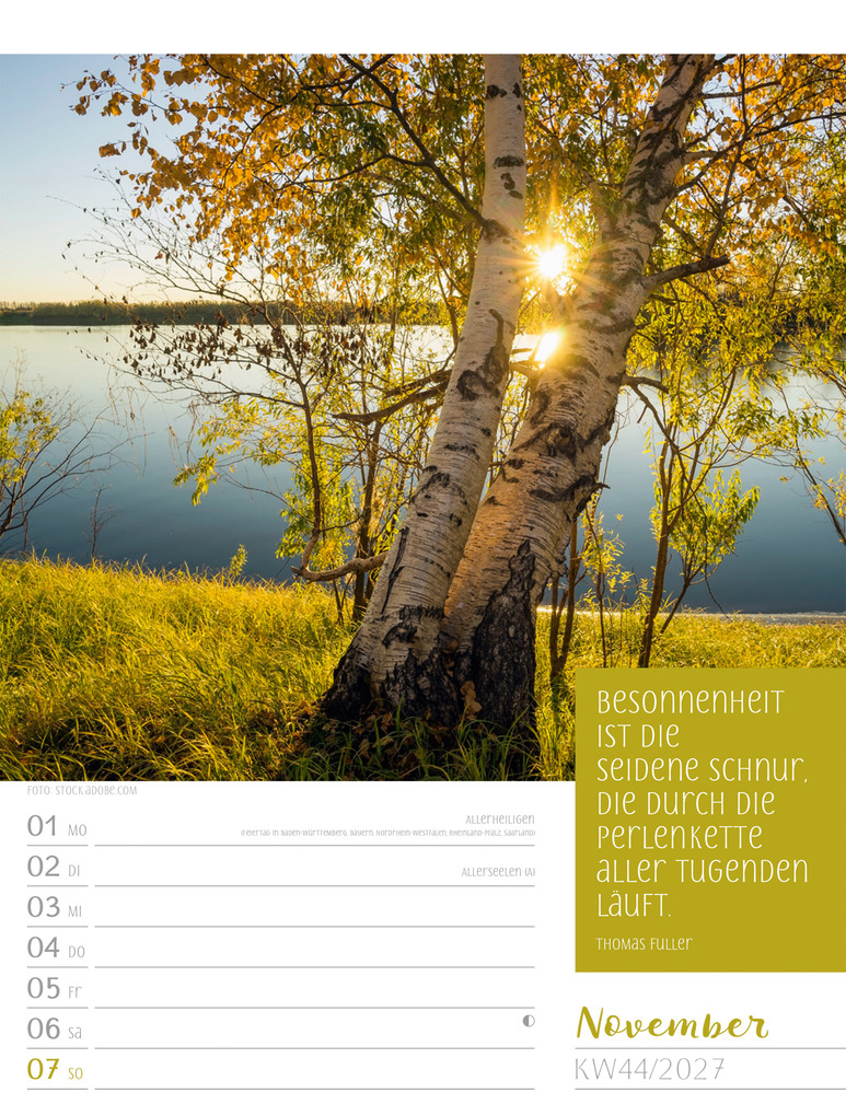 Weitere Ansicht: Augenblicke der Achtsamkeit Wochenplaner Kalender 2027 | Ackermann Kunstverlag GmbH