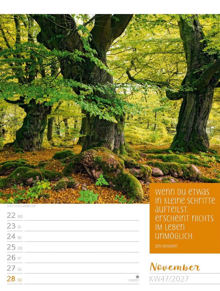 Weitere Ansicht: Augenblicke der Achtsamkeit Wochenplaner Kalender 2027 | Ackermann Kunstverlag GmbH