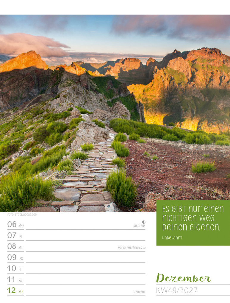 Weitere Ansicht: Augenblicke der Achtsamkeit Wochenplaner Kalender 2027 | Ackermann Kunstverlag GmbH