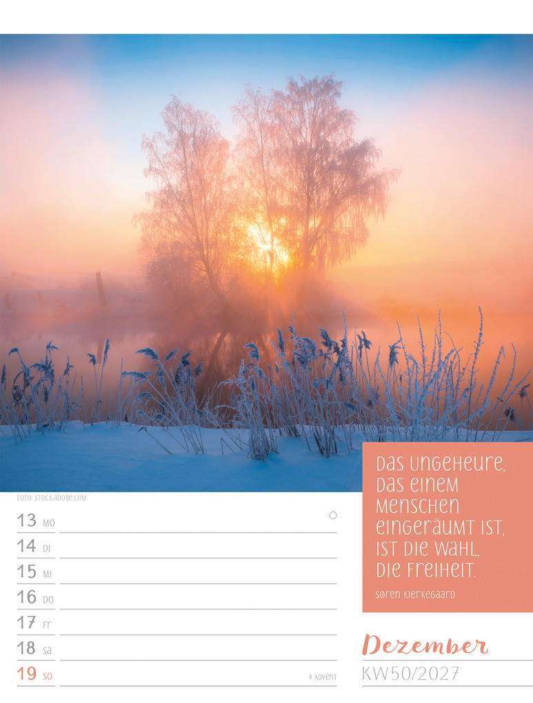 Weitere Ansicht: Augenblicke der Achtsamkeit Wochenplaner Kalender 2027 | Ackermann Kunstverlag GmbH