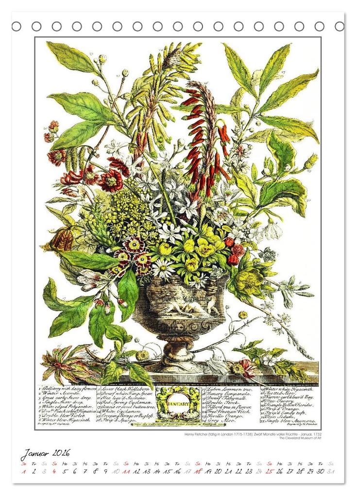 Weitere Ansicht: Henry Fletcher. Blumen und Früchte - Kunstkalender (Tischkalender 2026 DIN A5 hoch), CALVENDO Monatskalender | time4arts Kunstkalender, Calvendo, Timearts Kunstkalender