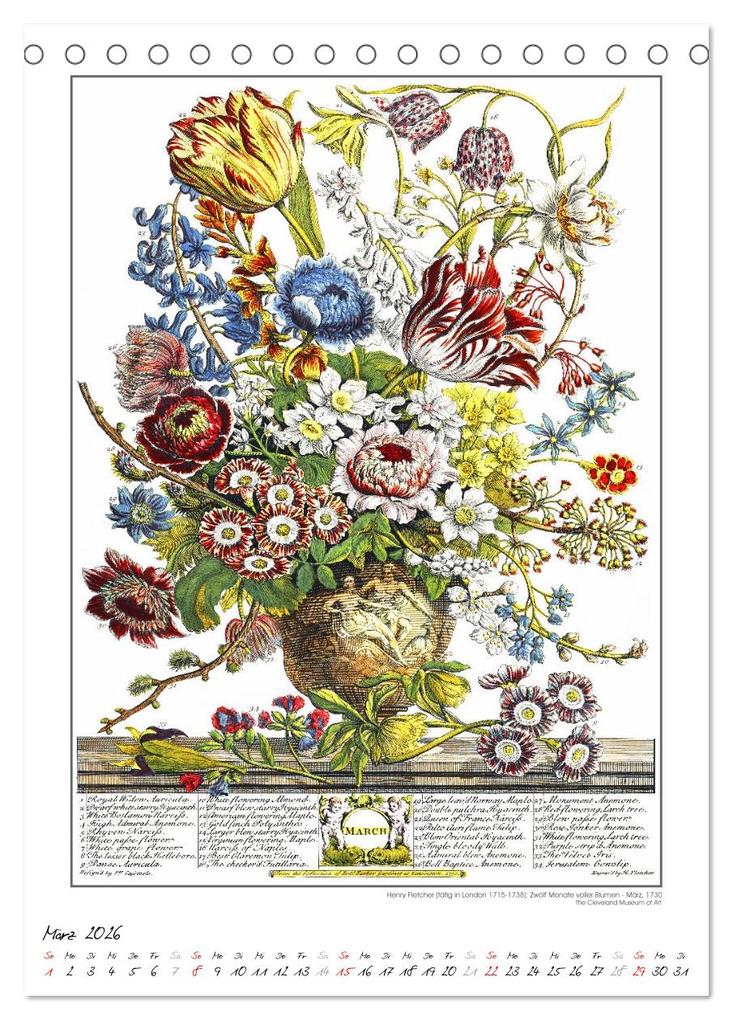 Weitere Ansicht: Henry Fletcher. Blumen und Früchte - Kunstkalender (Tischkalender 2026 DIN A5 hoch), CALVENDO Monatskalender | time4arts Kunstkalender, Calvendo, Timearts Kunstkalender