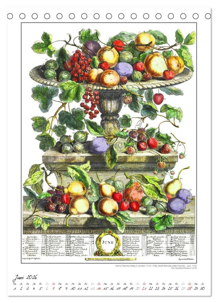 Weitere Ansicht: Henry Fletcher. Blumen und Früchte - Kunstkalender (Tischkalender 2026 DIN A5 hoch), CALVENDO Monatskalender | time4arts Kunstkalender, Calvendo, Timearts Kunstkalender