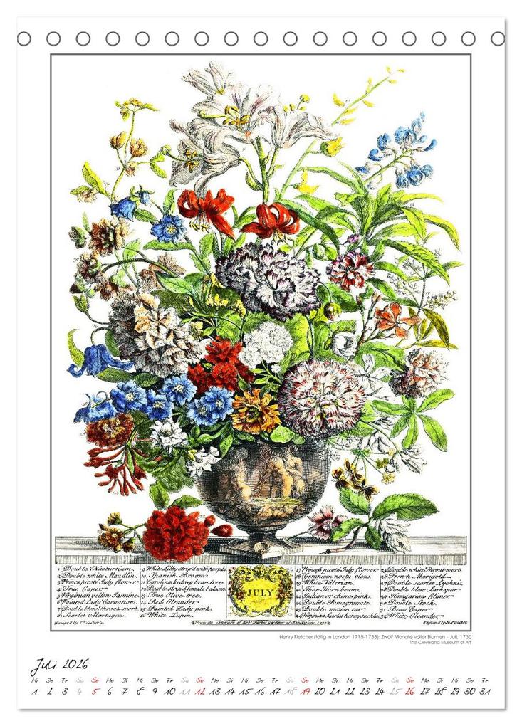 Weitere Ansicht: Henry Fletcher. Blumen und Früchte - Kunstkalender (Tischkalender 2026 DIN A5 hoch), CALVENDO Monatskalender | time4arts Kunstkalender, Calvendo, Timearts Kunstkalender
