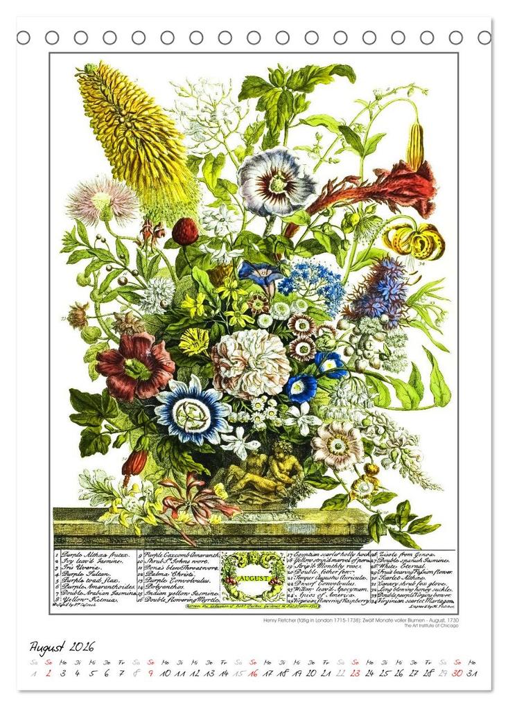 Weitere Ansicht: Henry Fletcher. Blumen und Früchte - Kunstkalender (Tischkalender 2026 DIN A5 hoch), CALVENDO Monatskalender | time4arts Kunstkalender, Calvendo, Timearts Kunstkalender