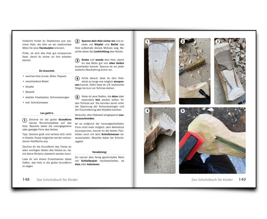 Weitere Ansicht: Das Schnitzbuch für Kinder - Mit Holzbildhauerei | Charline Alcantara