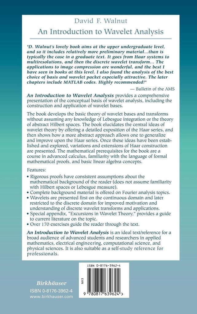 Weitere Ansicht: An Introduction to Wavelet Analysis | David F. Walnut