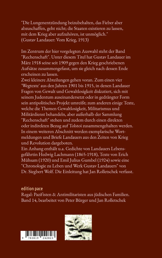 Weitere Ansicht: Abschaffung des Kriegs durch Selbstbestimmung | Gustav Landauer