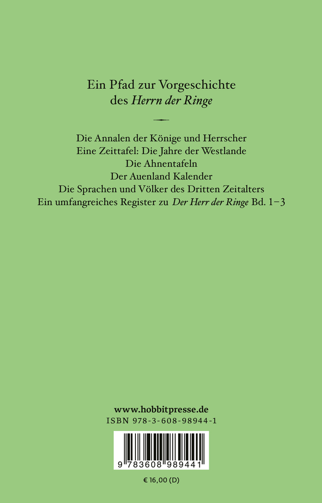 Weitere Ansicht: Der Herr der Ringe - Anhänge und Register | J.R.R. Tolkien