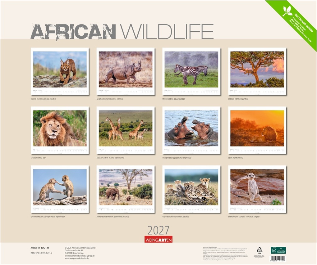 Weitere Ansicht: African Wildlife Kalender 2027