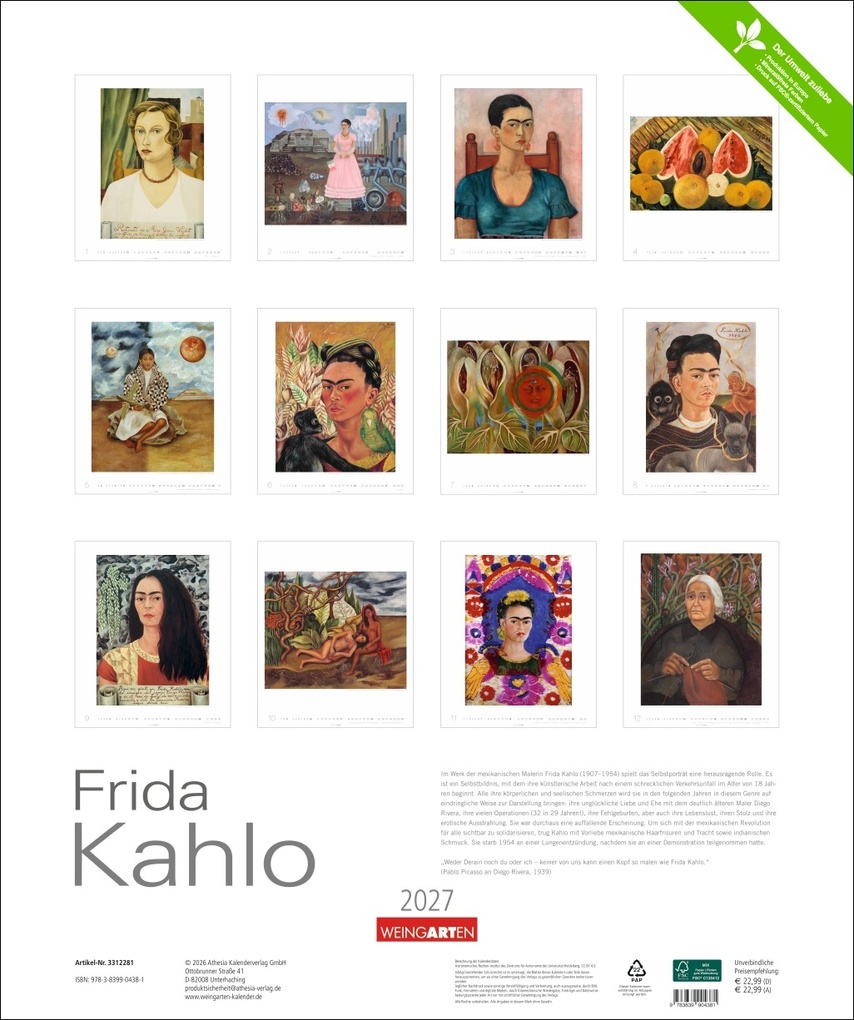 Weitere Ansicht: Frida Kahlo Edition Kalender 2027 | Frida Kahlo