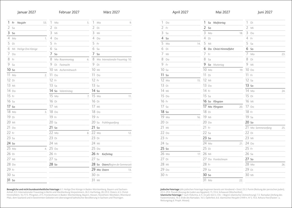 Weitere Ansicht: Kalenderbuch A6 grün 2027