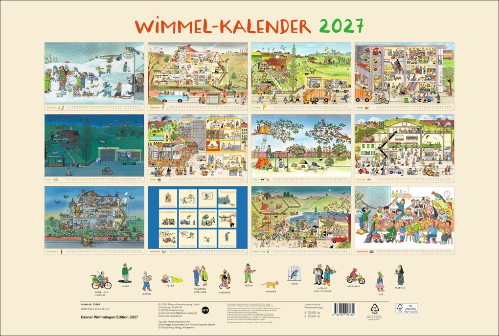 Weitere Ansicht: R.S. Berner Wimmel-Kalender 2027 | Rotraut Susanne Berner