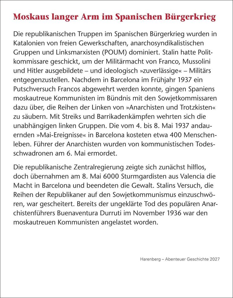 Weitere Ansicht: Abenteuer Geschichte Tagesabreißkalender 2027 - Menschen, Ereignisse, Epochen - von den Anfängen bis heute | Markus Hattstein