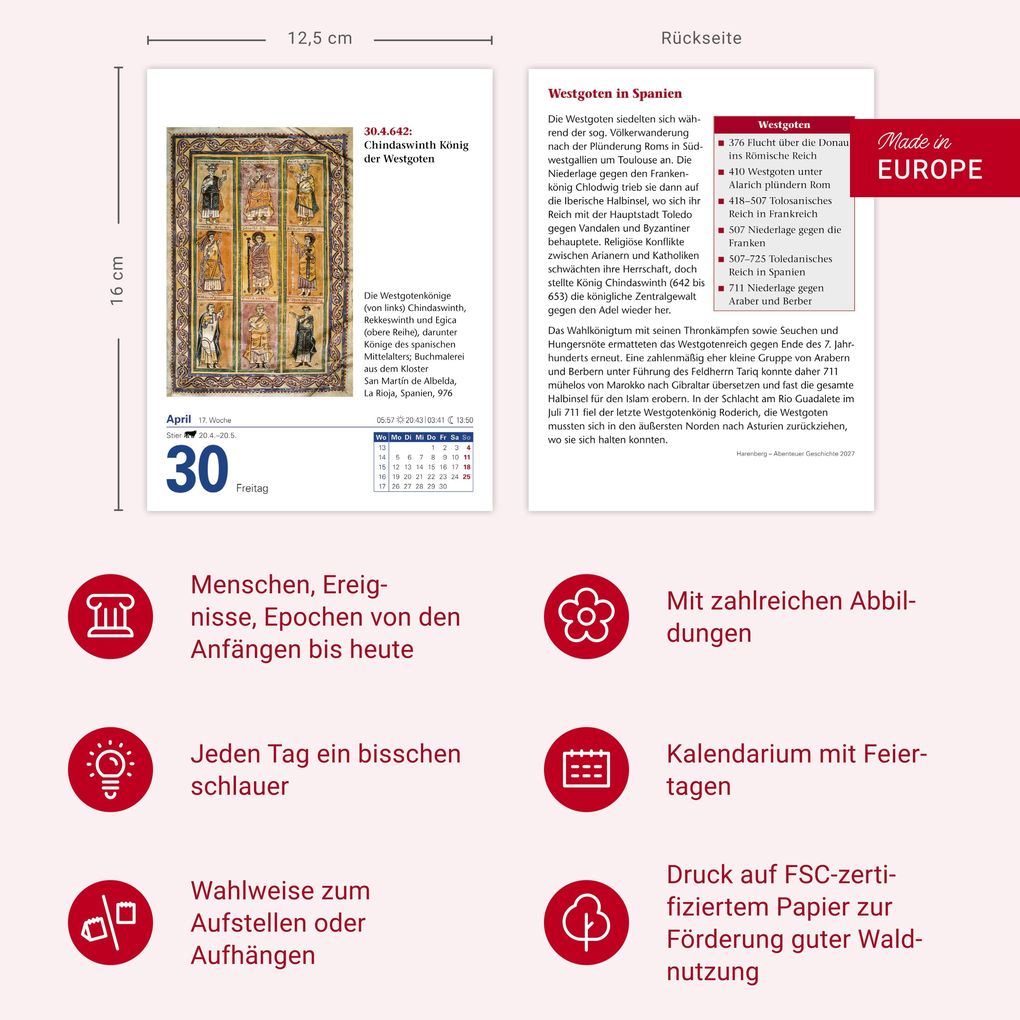 Weitere Ansicht: Abenteuer Geschichte Tagesabreißkalender 2027 - Menschen, Ereignisse, Epochen - von den Anfängen bis heute | Markus Hattstein