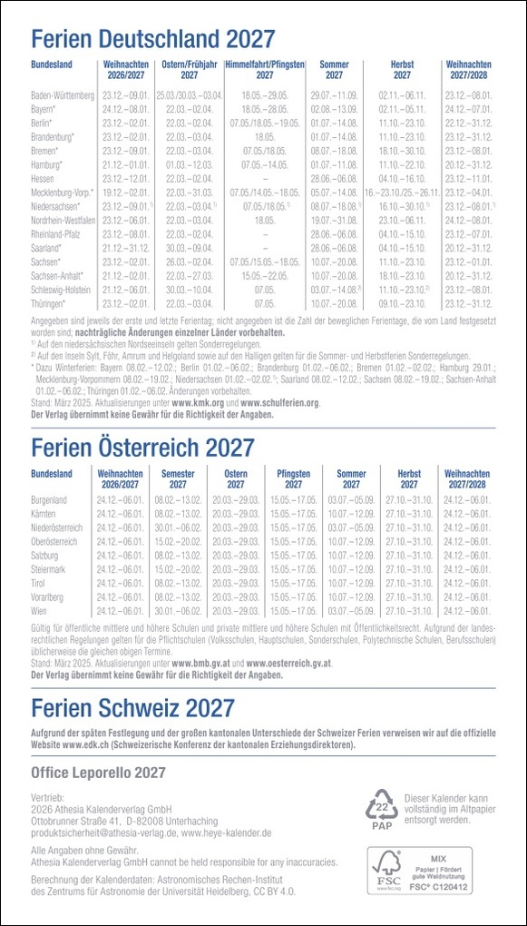 Weitere Ansicht: Leporello, schwarz Kalender 2027