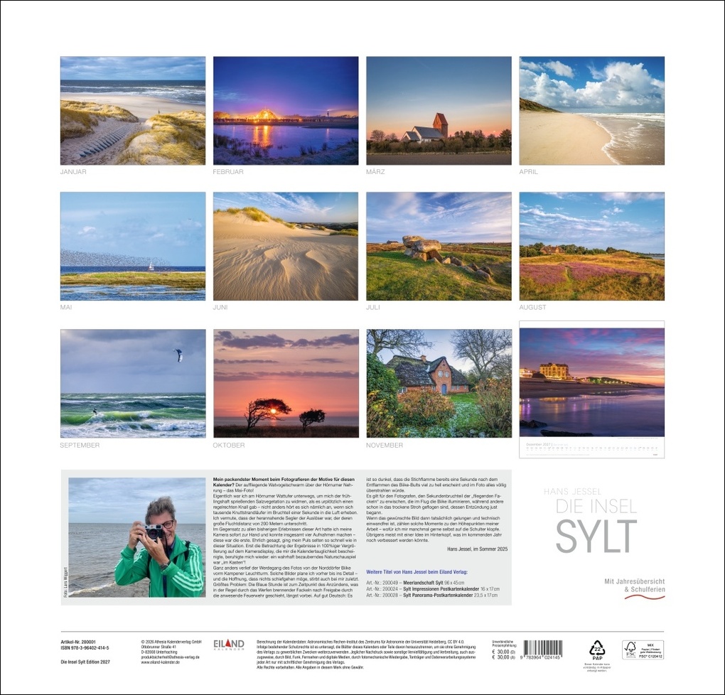 Weitere Ansicht: Die Insel Sylt Edition Kalender 2027 - Hans Jessel