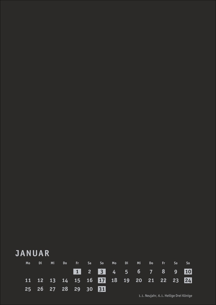 Weitere Ansicht: Premium-Bastelkalender schwarz A4 2027