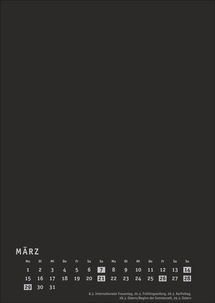 Weitere Ansicht: Premium-Bastelkalender schwarz A4 2027