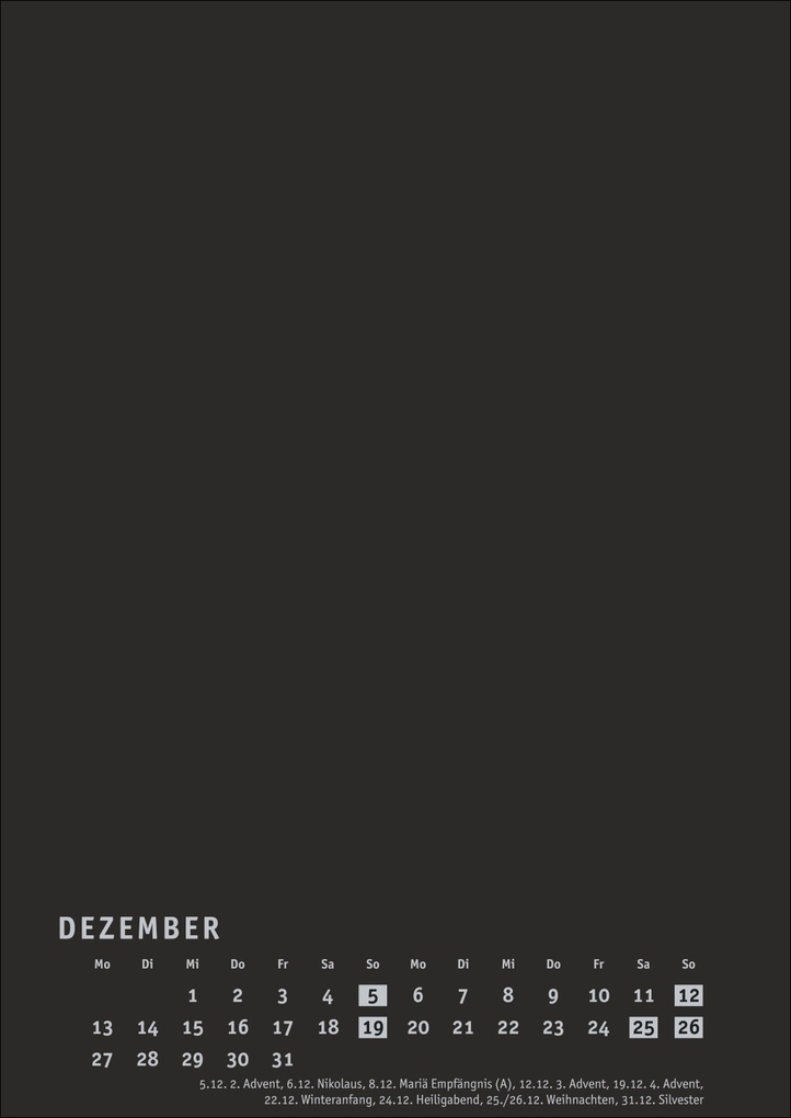 Weitere Ansicht: Premium-Bastelkalender schwarz A4 2027