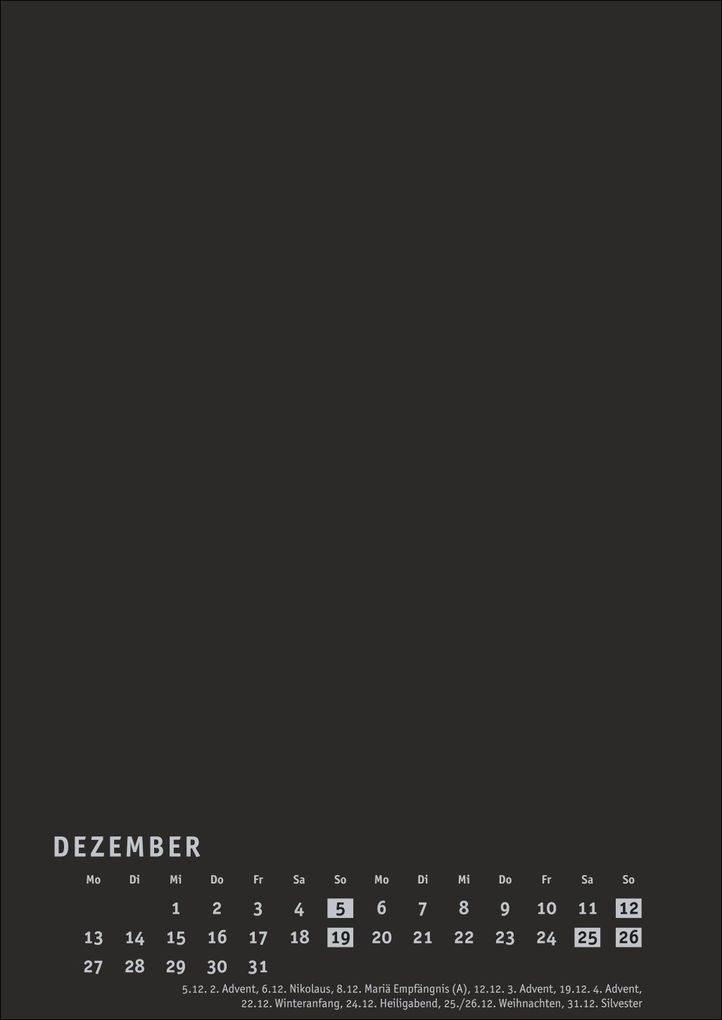 Weitere Ansicht: Premium-Bastelkalender schwarz A4 2027