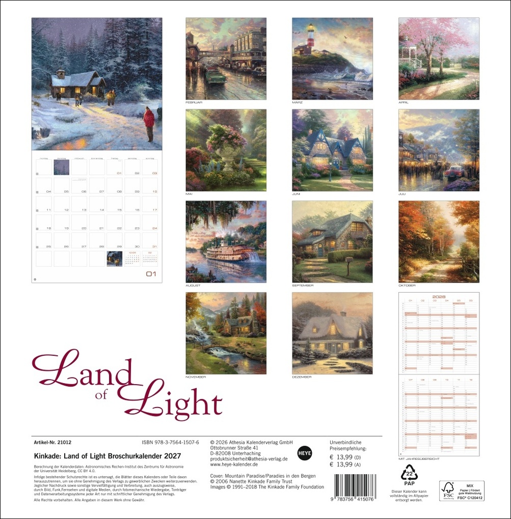 Weitere Ansicht: Thomas Kinkade: Land of Light Broschurkalender 2027 | Thomas Kinkade