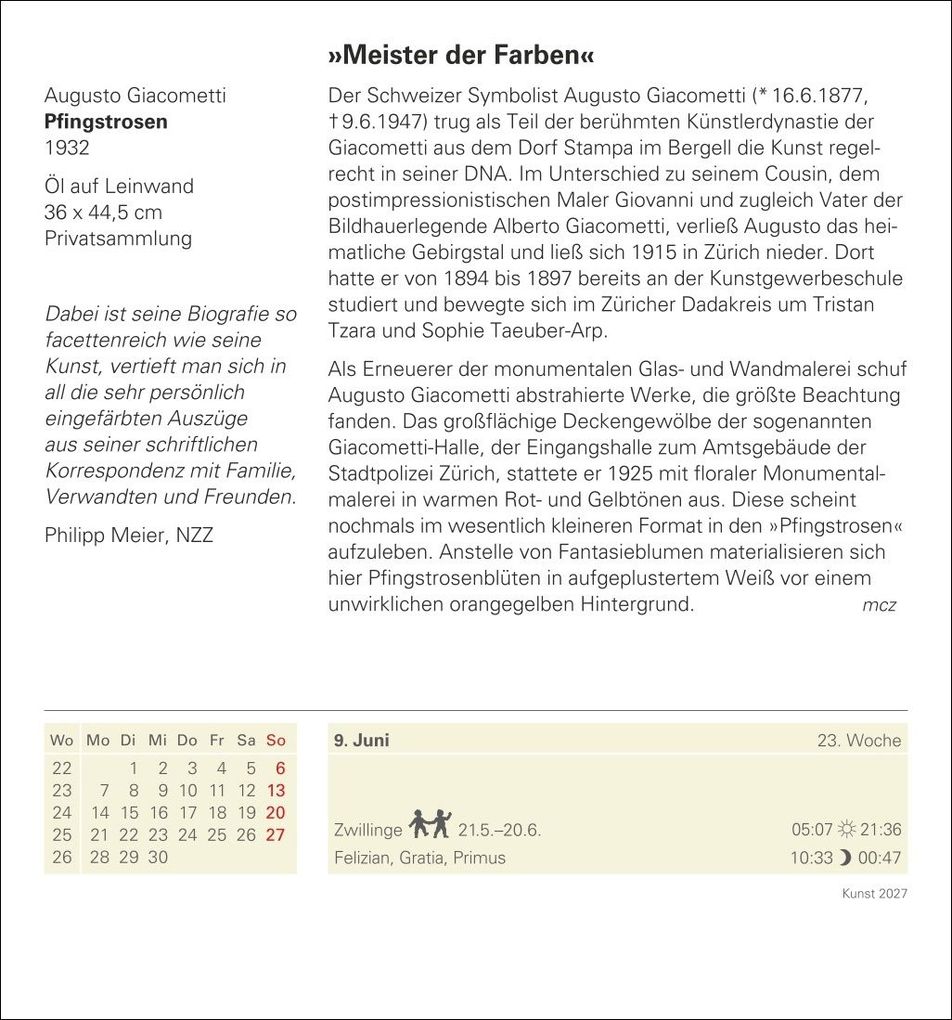 Weitere Ansicht: Kunst Tagesabreißkalender 2027 - Kulturkalender - Künstler, Werke, Museen | Regina Erbentraut, Maria Christina Zopff