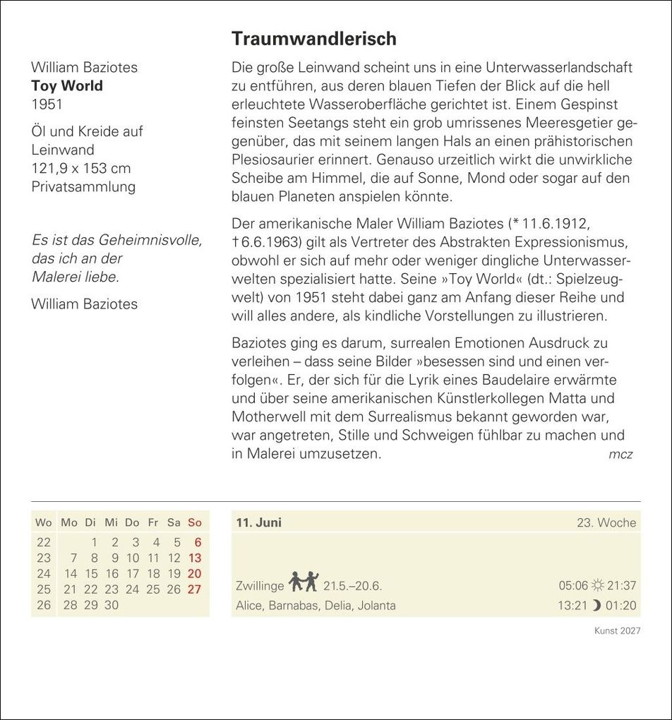 Weitere Ansicht: Kunst Tagesabreißkalender 2027 - Kulturkalender - Künstler, Werke, Museen | Regina Erbentraut, Maria Christina Zopff