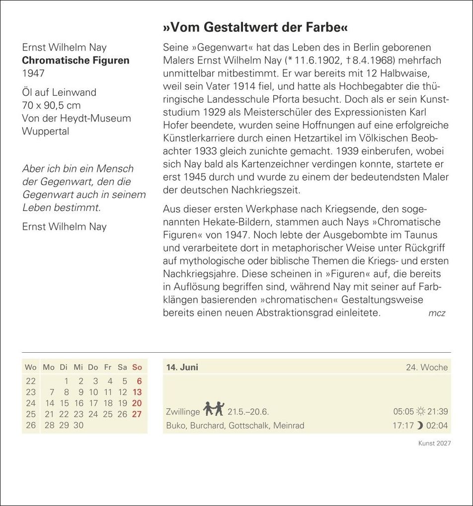 Weitere Ansicht: Kunst Tagesabreißkalender 2027 - Kulturkalender - Künstler, Werke, Museen | Regina Erbentraut, Maria Christina Zopff