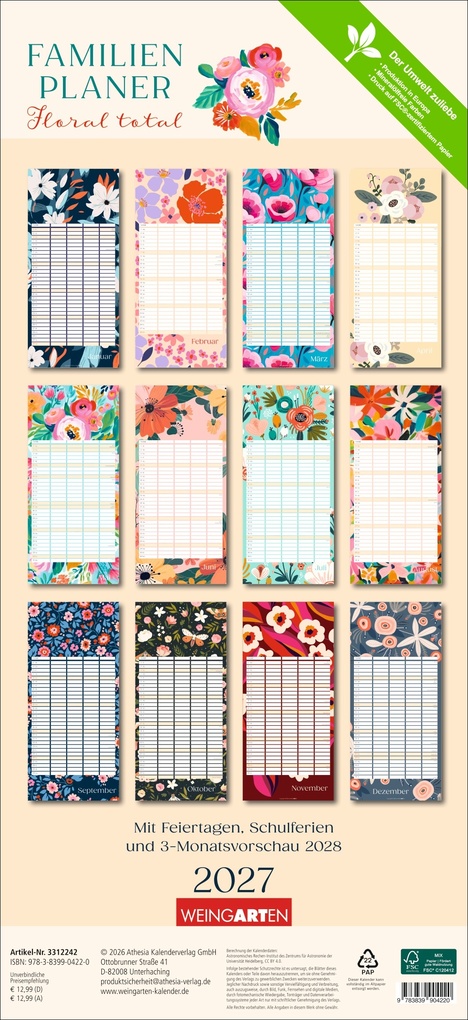 Weitere Ansicht: Floral total Familienplaner 2027